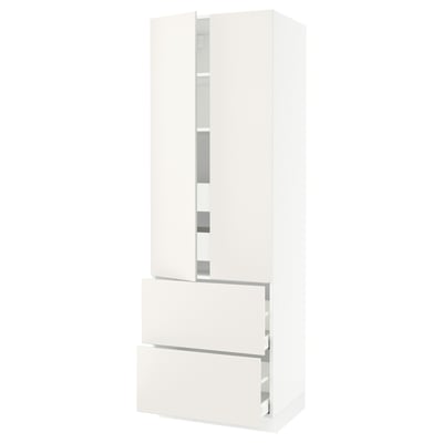 SEKTION Armoire haute 2 portes/2 faces/4tir, blanc/Veddinge blanc, 30x24x90 "