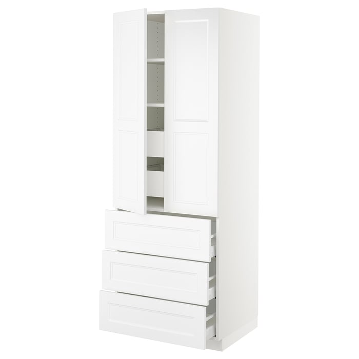 SEKTION armoire haute 2 ptes/3 faces/5 tir, blanc/Axstad blanc mat