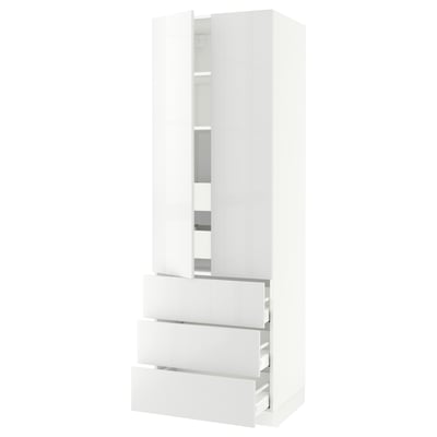SEKTION Armoire haute 2 ptes/3 faces/5 tir, blanc/Ringhult blanc, 30x24x90 "