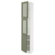 SEKTION Armoire haute 2 ptes vitr/1 pte, blanc/Axstad gris-vert, 18x15x90 "