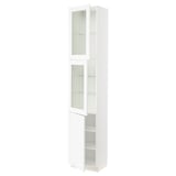 SEKTION Armoire haute 2 ptes vitr/1 pte, blanc Enköping/blanc effet bois, 18x15x90 "