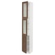 SEKTION Armoire haute 2 ptes vitr/1 pte, blanc Enköping/brun effet noyer, 15x15x90 "