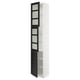SEKTION Armoire haute 2 ptes vitr/1 pte, blanc/Lerhyttan teinté noir, 18x15x90 "