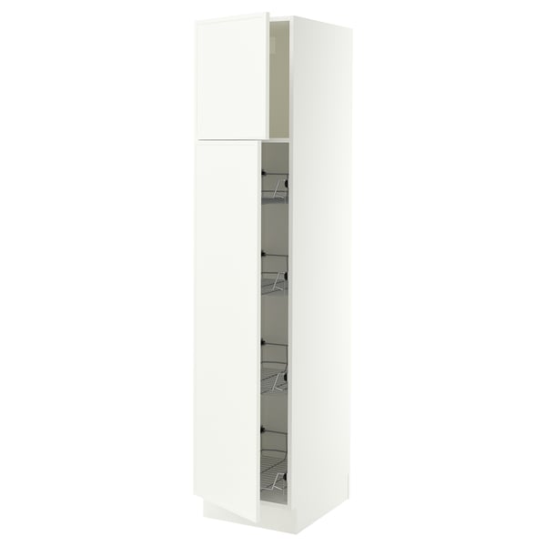 SEKTION Armoire haute av porte +corbeilles, blanc/Aspudden blanc mat, 18x24x80 "