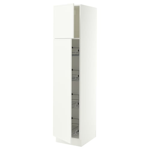 SEKTION Armoire haute av porte +corbeilles, blanc/Aspudden blanc mat, 18x24x80 "