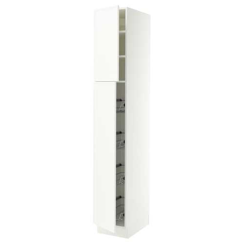 SEKTION Armoire haute av porte +corbeilles, blanc/Aspudden blanc mat, 15x24x90 "
