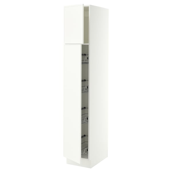 SEKTION Armoire haute av porte +corbeilles, blanc/Aspudden blanc mat, 15x24x80 "