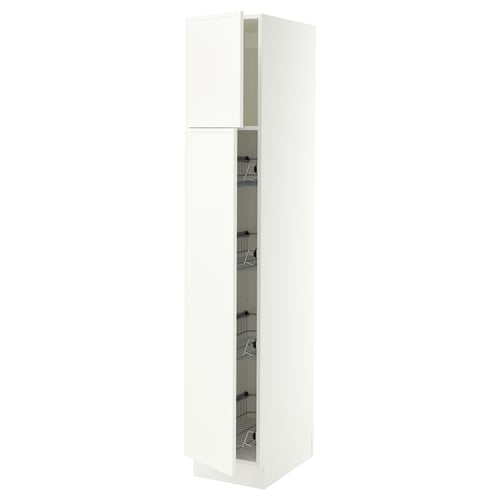 SEKTION Armoire haute av porte +corbeilles, blanc/Aspudden blanc mat, 15x24x80 "