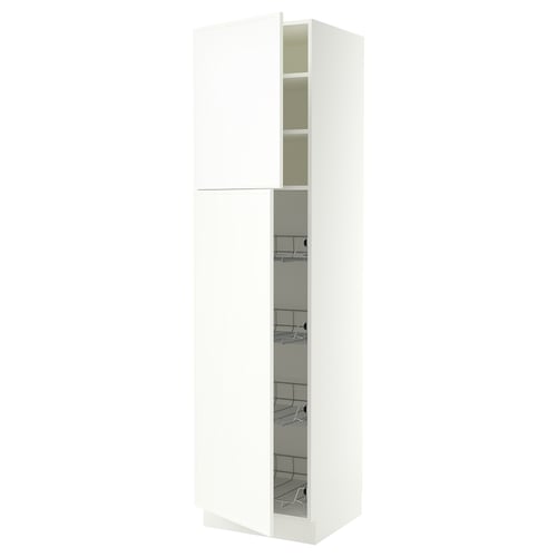SEKTION Armoire haute av porte +corbeilles, blanc/Aspudden blanc mat, 24x24x90 "