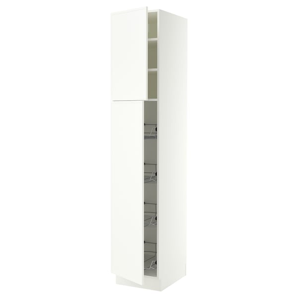SEKTION Armoire haute av porte +corbeilles, blanc/Aspudden blanc mat, 18x24x90 "