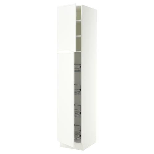 SEKTION Armoire haute av porte +corbeilles, blanc/Aspudden blanc mat, 18x24x90 "