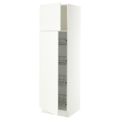 SEKTION Armoire haute av porte +corbeilles, blanc/Aspudden blanc mat, 24x24x80 "
