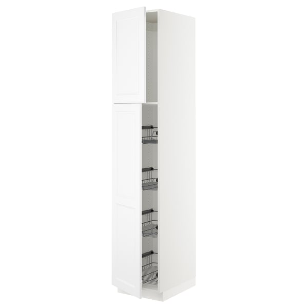 SEKTION Armoire haute av porte +corbeilles, blanc/Axstad blanc mat, 18x24x90 "