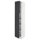 SEKTION Armoire haute av porte +corbeilles, blanc Axstad/mat bleu, 18x24x90 "