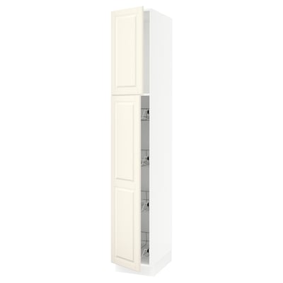 SEKTION Armoire haute av porte +corbeilles, blanc/Bodbyn blanc cassé, 15x24x90 "