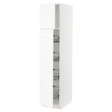 SEKTION Armoire haute av porte +corbeilles, blanc Enköping/blanc effet bois, 18x24x80 "