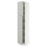 SEKTION Armoire haute av porte +corbeilles, blanc/Havstorp gris clair, 18x24x90 "