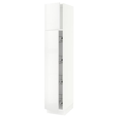 SEKTION Armoire haute av porte +corbeilles, blanc/Ringhult blanc, 15x24x80 "