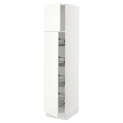 SEKTION Armoire haute av porte +corbeilles, blanc/Vallstena blanc, 18x24x80 "