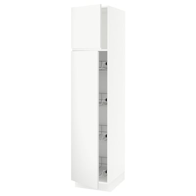 SEKTION Armoire haute av porte +corbeilles, blanc/Voxtorp blanc mat, 18x24x80 "