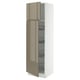 SEKTION Armoire haute av porte +corbeilles, blanc/Voxtorp gris-brun foncé ultrabrillant, 24x24x80 "