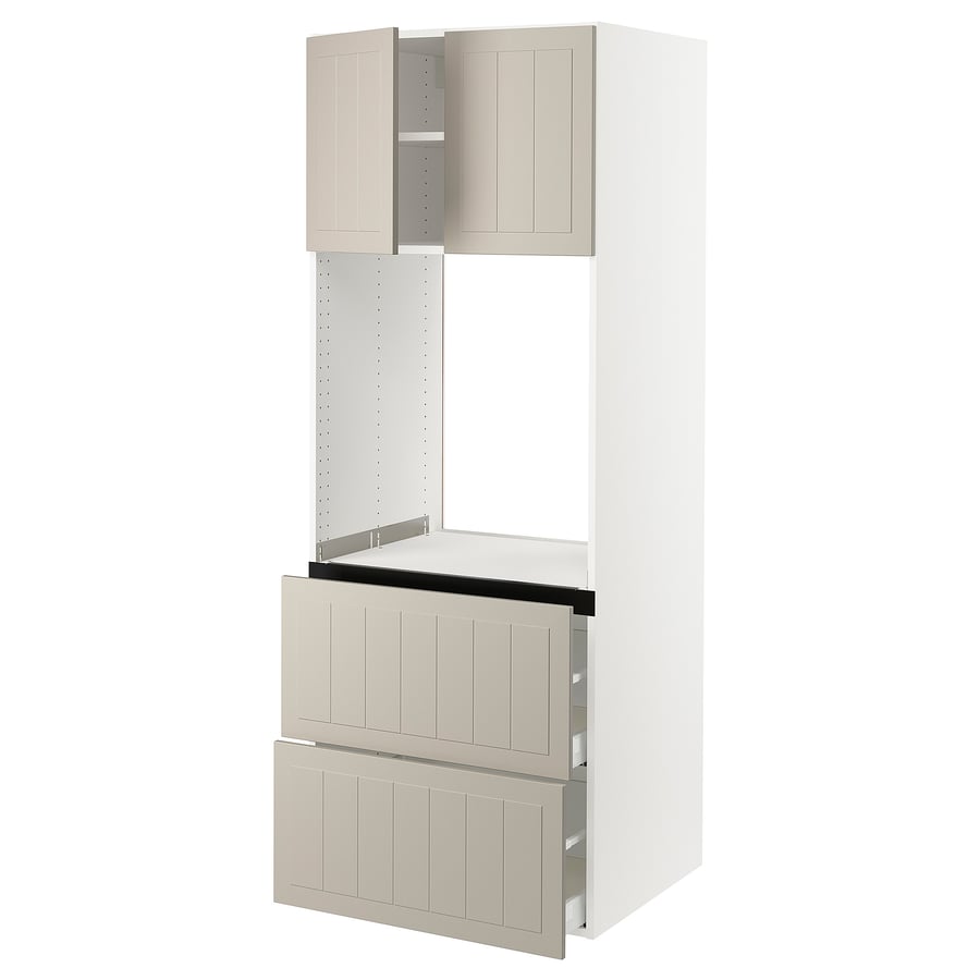 SEKTION Armoire haute four 2 tir/2 ptes blanc/Stensund beige IKEA