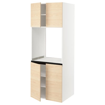 SEKTION Armoire haute four 4 ptes, blanc/Askersund effet frêne clair, 30x24x80 "