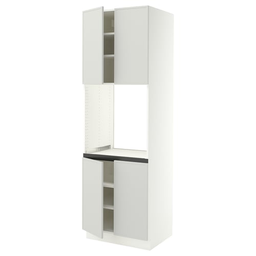 SEKTION Armoire haute four 4 ptes, blanc/Aspudden gris clair, 30x24x90 "