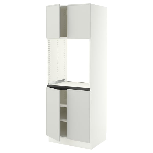SEKTION Armoire haute four 4 ptes, blanc/Aspudden gris clair, 30x24x80 "