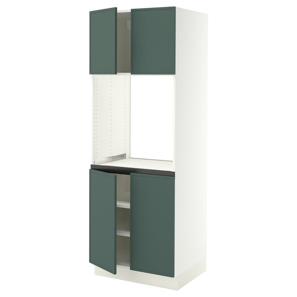 SEKTION Armoire haute four 4 ptes, blanc/Aspudden gris-vert foncé, 30x24x80 "