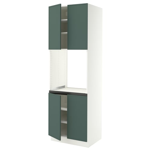 SEKTION Armoire haute four 4 ptes, blanc/Aspudden gris-vert foncé, 30x24x90 "