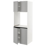 SEKTION Armoire haute four 4 ptes, blanc/Bodbyn gris, 30x24x80 "