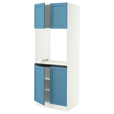 SEKTION Armoire haute four 4 ptes, blanc/Lerhyttan bleu, 30x24x80 "