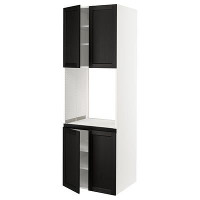 SEKTION Armoire haute four 4 ptes, blanc/Lerhyttan teinté noir, 30x24x90 "