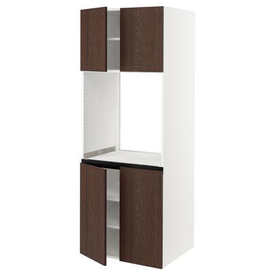 SEKTION Armoire haute four 4 ptes, blanc/Sinarp brun, 30x24x80 "