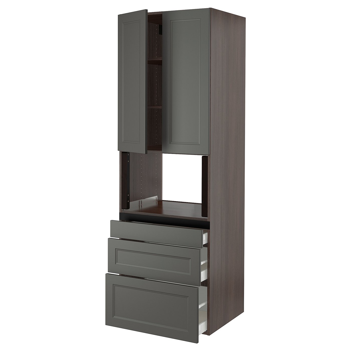 SEKTION Armoire haute mo+3tir/2ptes brun/Axstad gris foncé IKEA