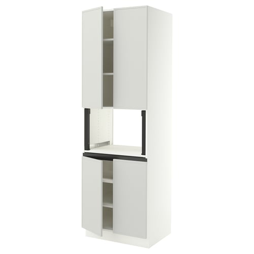 SEKTION Armoire haute micro-ondes 4 ptes, blanc/Aspudden gris clair, 30x24x90 "