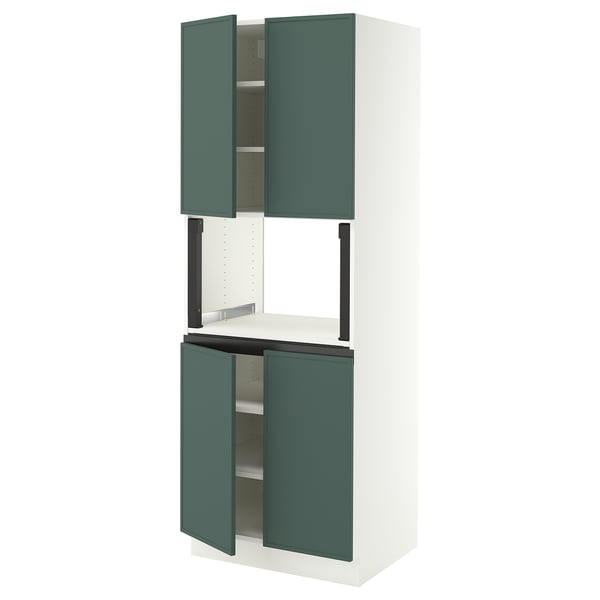 SEKTION Armoire haute micro-ondes 4 ptes, blanc/Aspudden gris-vert foncé, 30x24x80 "