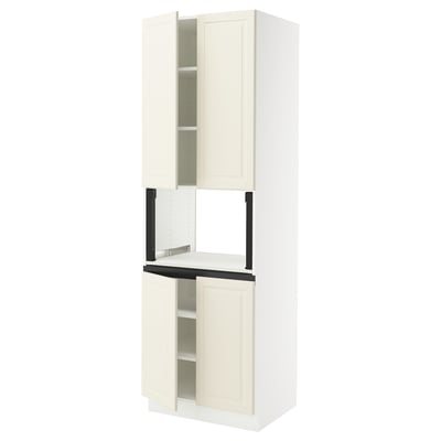 SEKTION Armoire haute micro-ondes 4 ptes, blanc/Bodbyn blanc cassé, 30x24x90 "