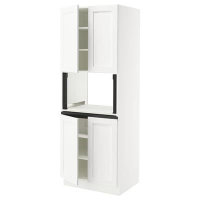 SEKTION Armoire haute micro-ondes 4 ptes, blanc Enköping/blanc effet bois, 30x24x80 "