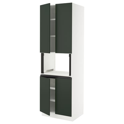 SEKTION Armoire haute micro-ondes 4 ptes, blanc/Havstorp vert profond, 30x24x90 "