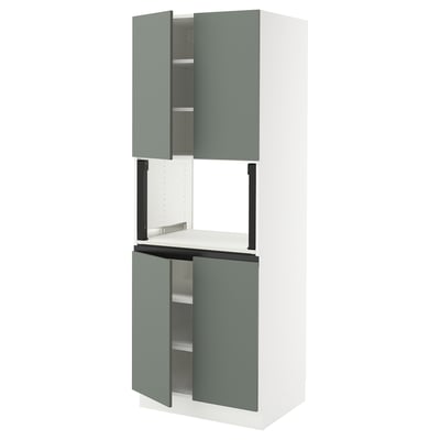 SEKTION Armoire haute micro-ondes 4 ptes, blanc/Nickebo gris -vert mat, 30x24x80 "