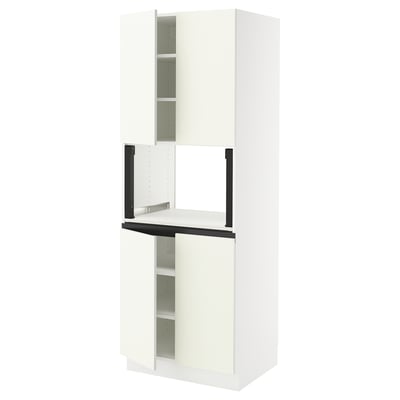SEKTION Armoire haute micro-ondes 4 ptes, blanc/Vallstena blanc, 30x24x80 "