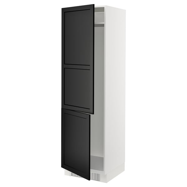 SEKTION Armoire haute pr réfrig/congélateur, blanc/Lerhyttan teinté noir, 24x24x80 "