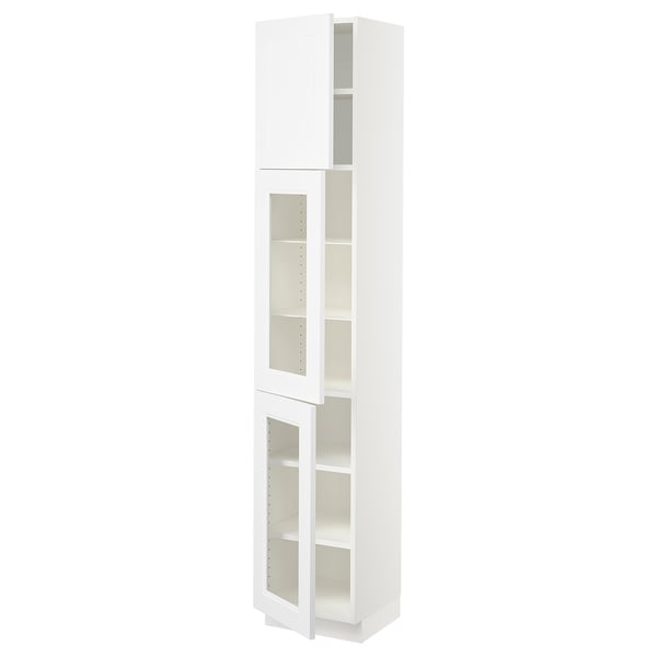 SEKTION Armoire haute pte vitr/2 ptes, blanc/Axstad blanc mat, 15x15x80 "