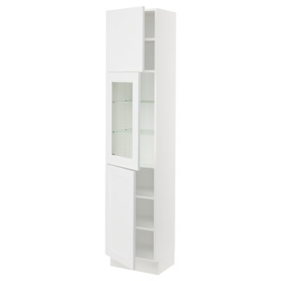 SEKTION Armoire haute pte vitr/2 ptes, blanc/Axstad blanc mat, 18x15x80 "