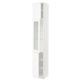 SEKTION Armoire haute pte vitr/2 ptes, blanc Enköping/blanc effet bois, 15x15x90 "