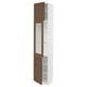 SEKTION Armoire haute pte vitr/2 ptes, blanc Enköping/brun effet noyer, 18x15x90 "