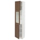 SEKTION Armoire haute pte vitr/2 ptes, blanc Enköping/brun effet noyer, 18x15x80 "