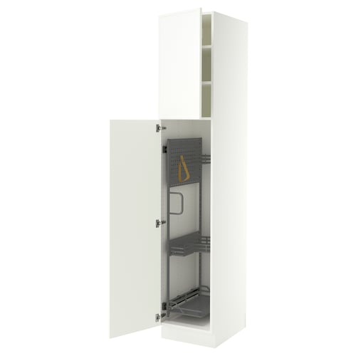 SEKTION Armoire haute+rangement coulissant, blanc/Aspudden blanc mat, 18x24x90 "